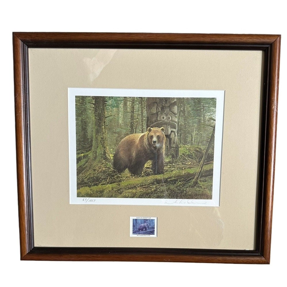 Michael Coleman 1985 Boone And Crockett Club Stamp Print With Stamp - New Frame